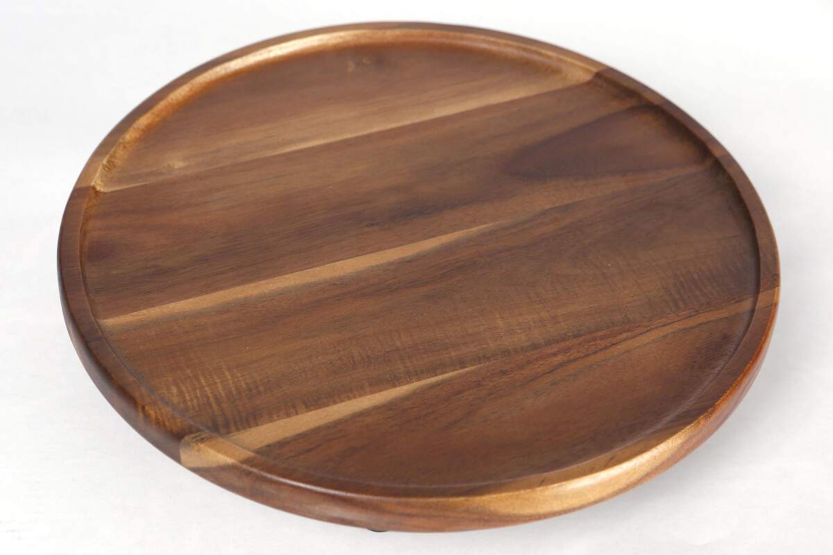 Natura Akasya Ayaklı Yuvarlak Büyük Sunum Tabağı 32x6 cm