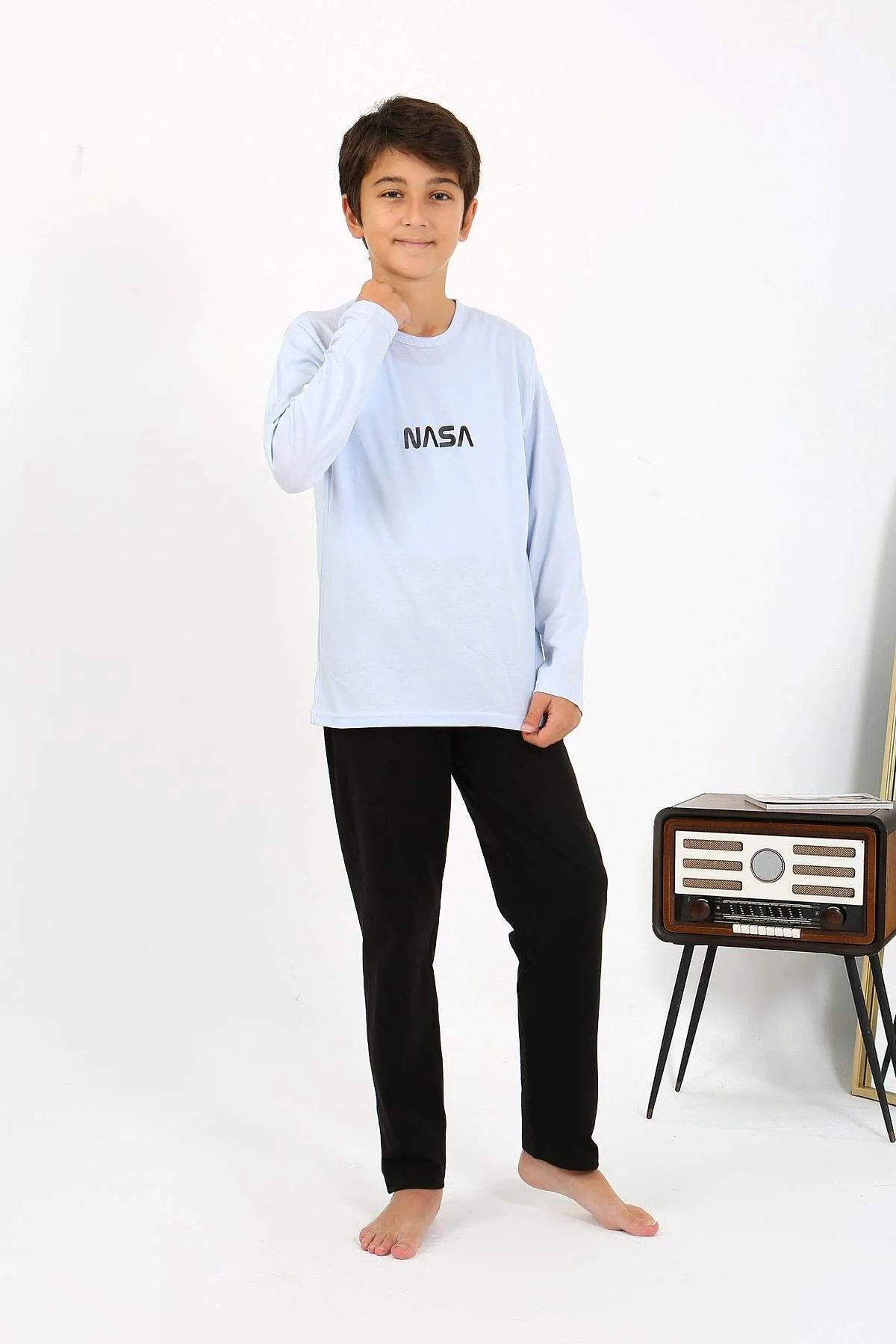 Erkek Çocuk Uzun Kol Penye Pijama Takım 20437 BuzMavisi