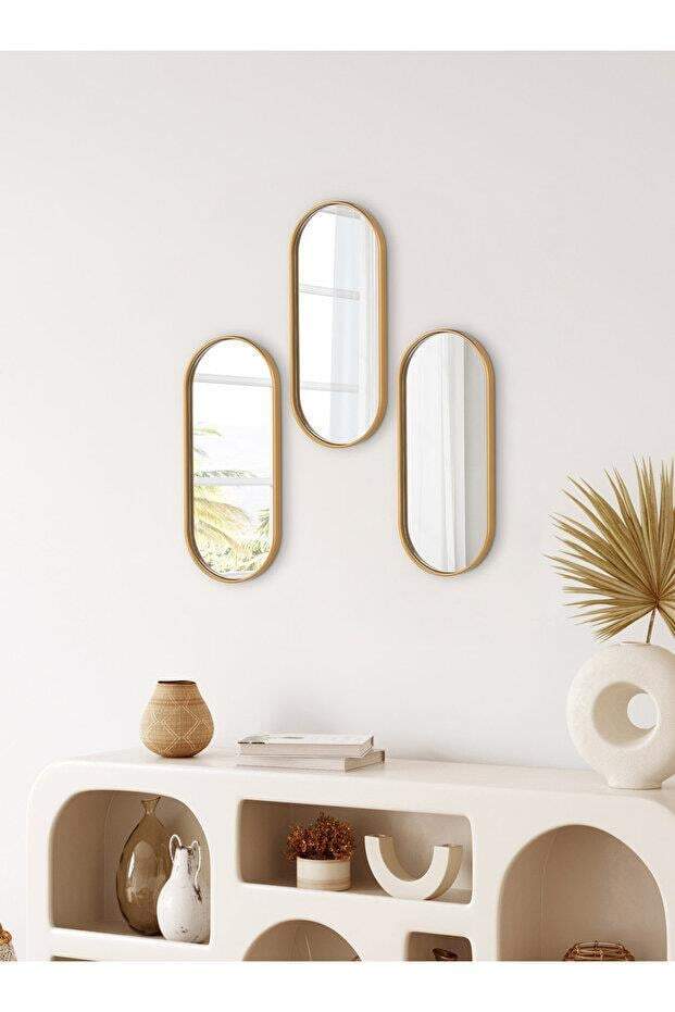 Oval Aynalı Gold 12x30 İkramlık Kahve ve Çay Sunum Tepsisi (Çok Amaçlı)