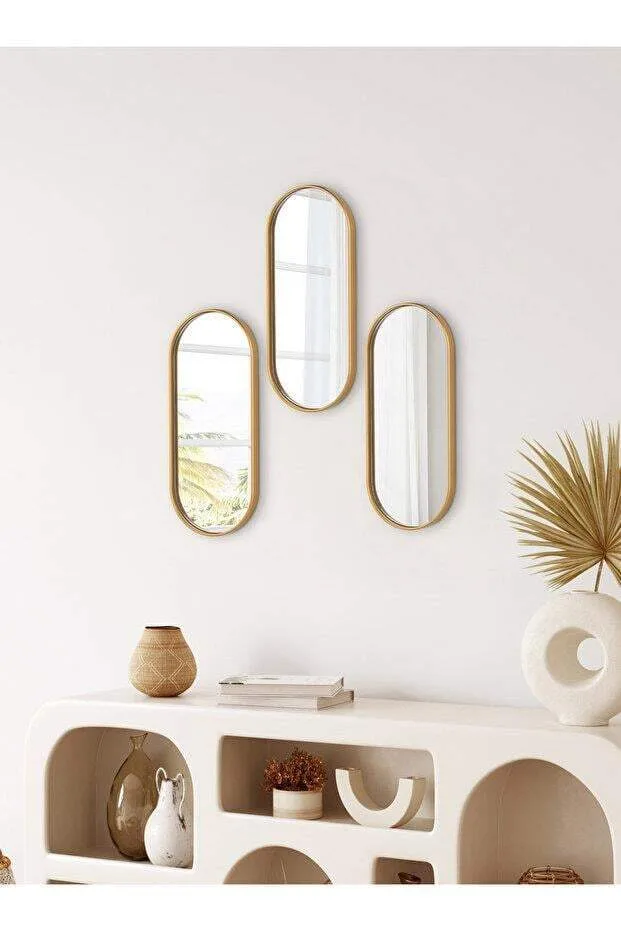 Oval Aynalı Gold 12x30 İkramlık Kahve ve Çay Sunum Tepsisi (Çok Amaçlı)