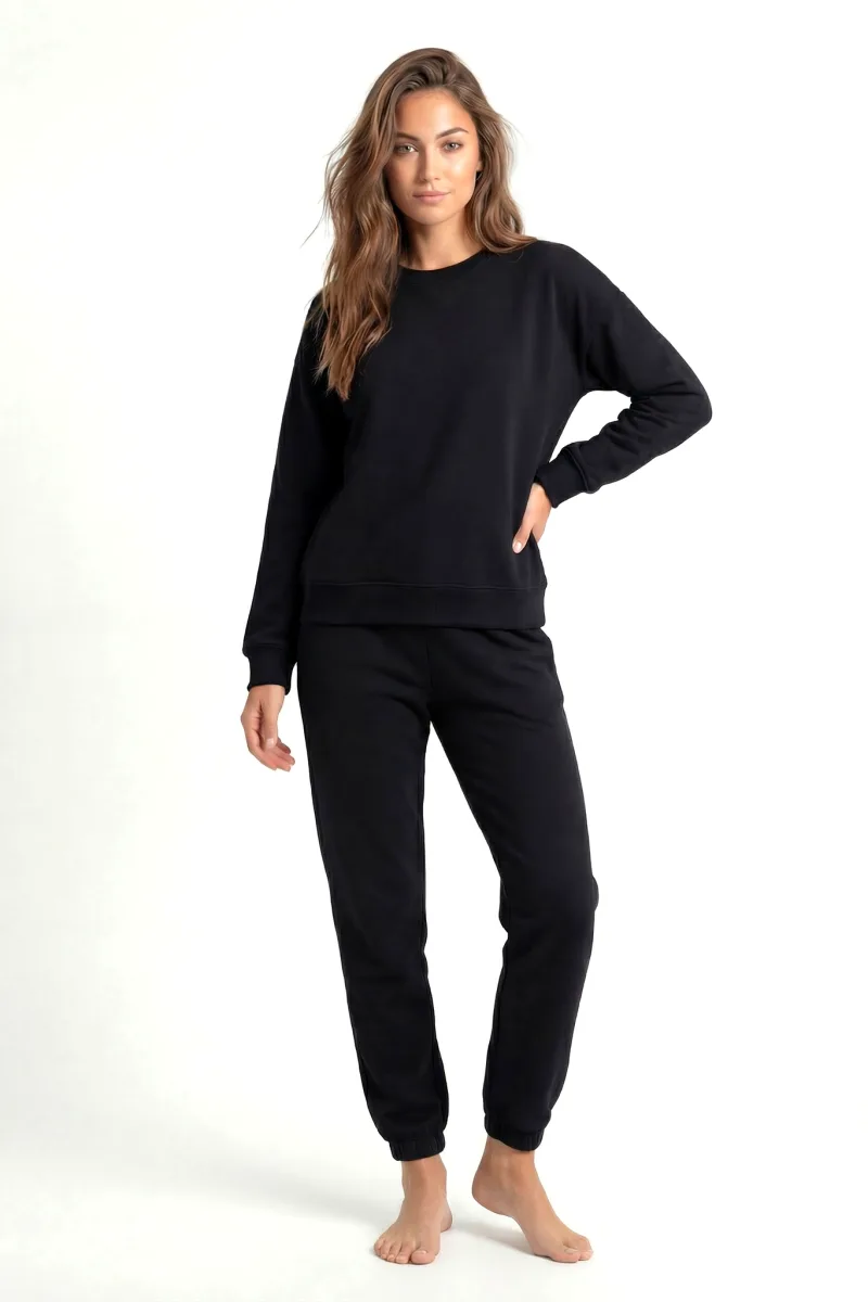 Kadın Basic Sweatshirt Eşofman Takımı – Siyah