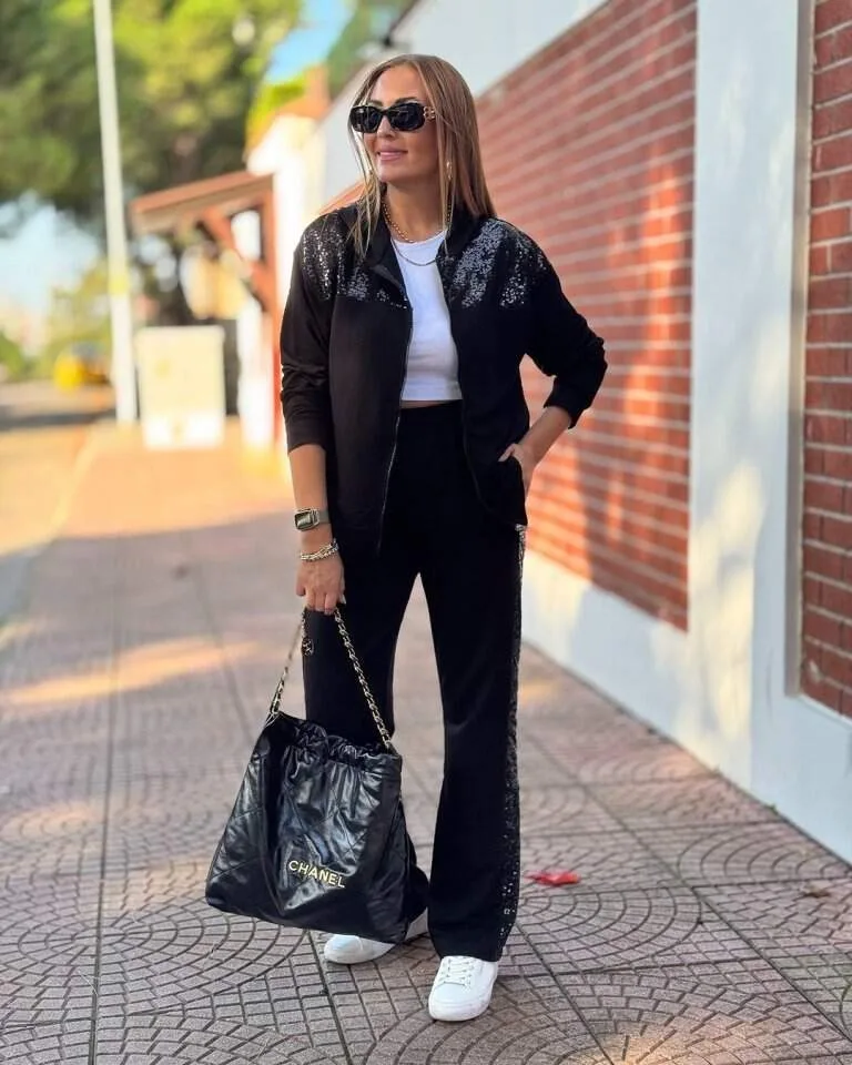 Kadın İki İplik Kumaş Pul Ve Fermuar Detaylı İkili Takım