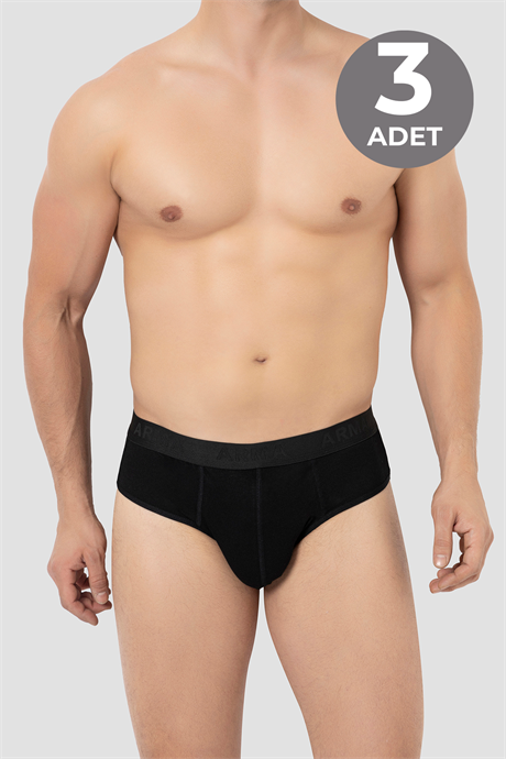 Erkek Bambu Slip Külot Düz Siyah 3'lü Paket