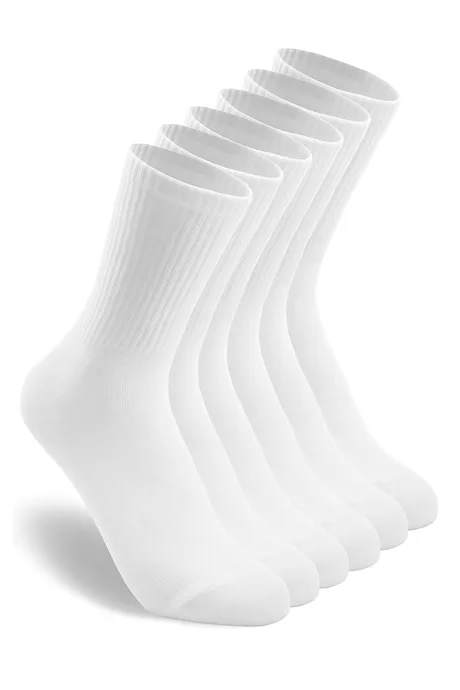 6'lı Unisex Pamuklu Düz Tenis Çorap Seti Soket Boy – Beyaz