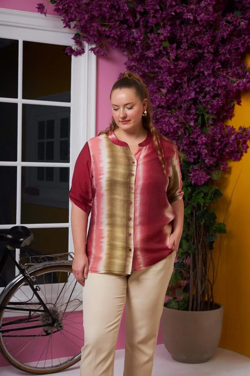 Batik Desen Büyük Beden Gömlek