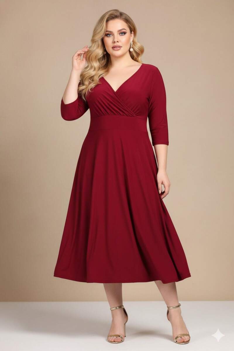 Kadın Siyah Abiye Elbise KL8003 Bordo