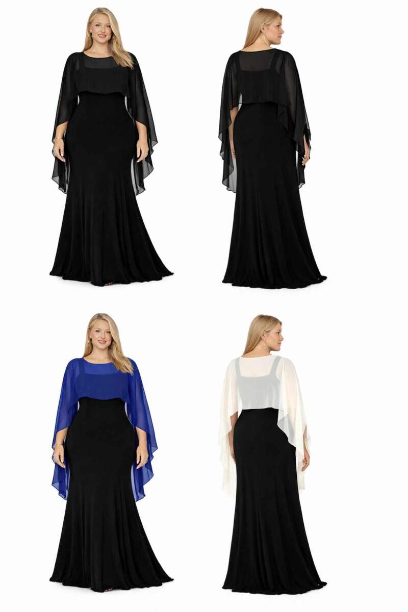 Büyük Beden Kolsuz Abiye İçin Siyah Pelerin Bolero Siyah ND4035