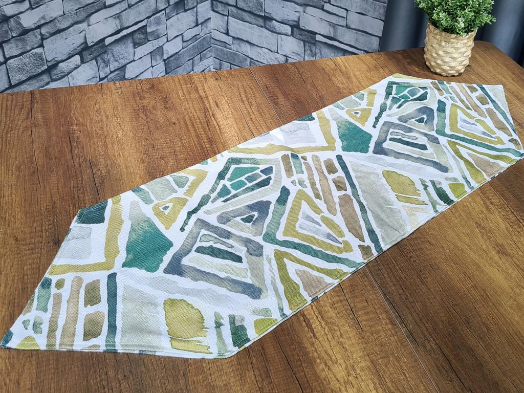 Çeyiz Diyarı Geometrik Lüx Runner Yeşil