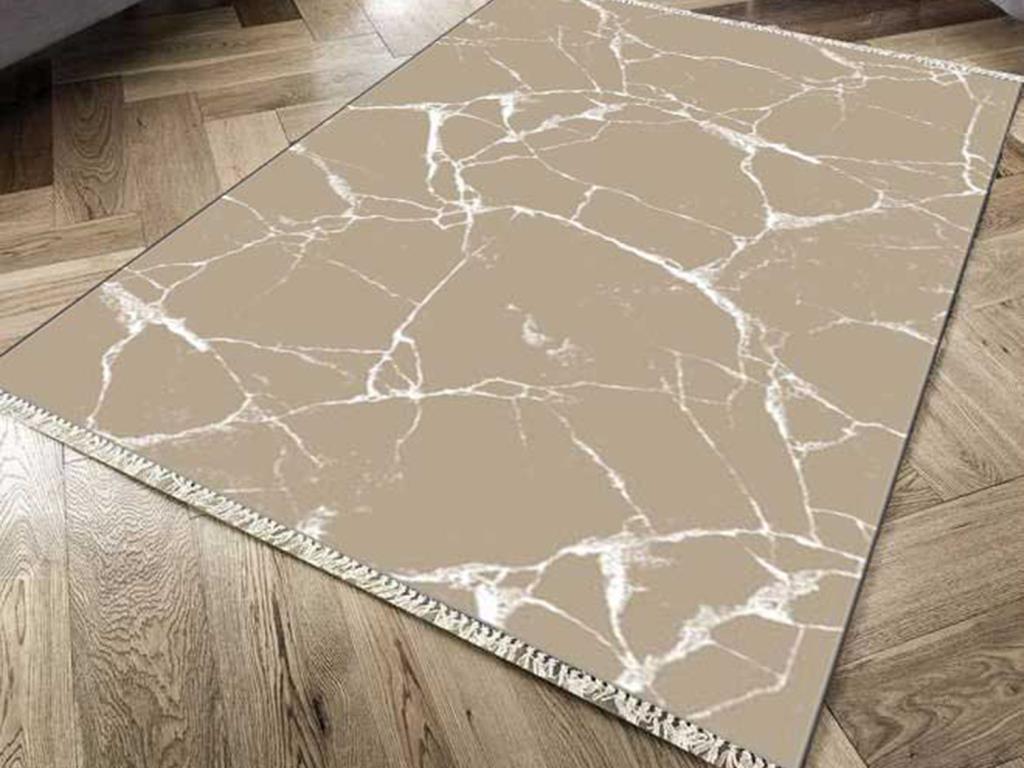 Kaymaz Taban Dijital Baskı Kadife Halı Crack Wall Bej 150x220 Cm