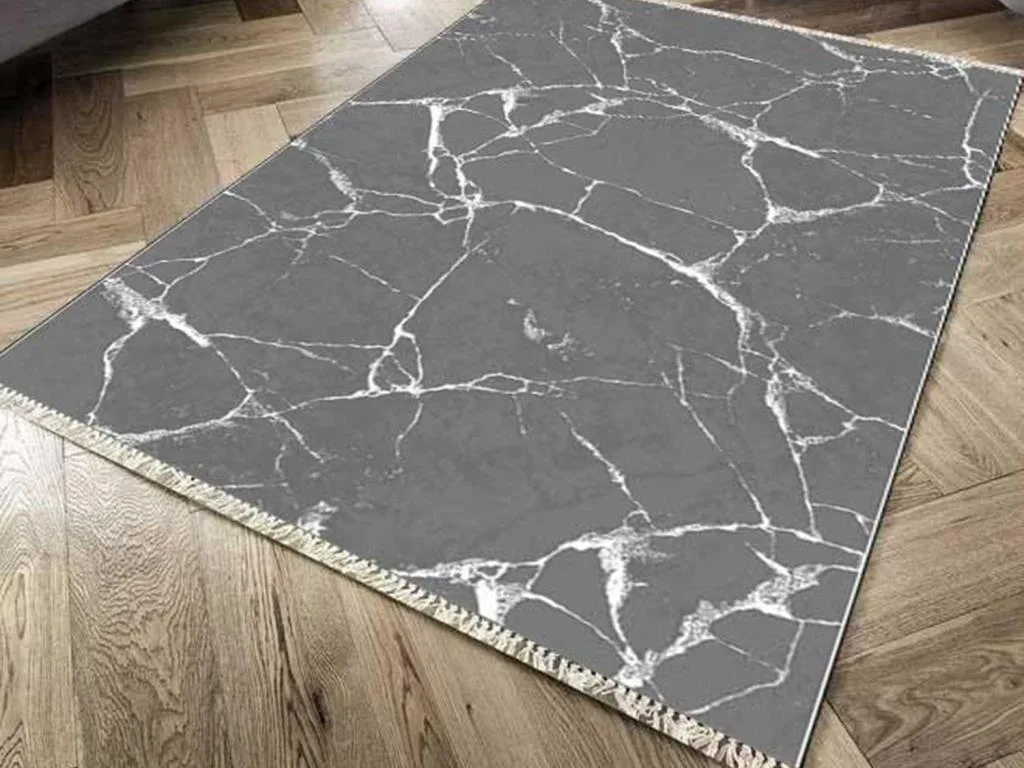 Kaymaz Taban Dijital Baskı Kadife Halı Crack Wall 150x220 Cm – Antrasit