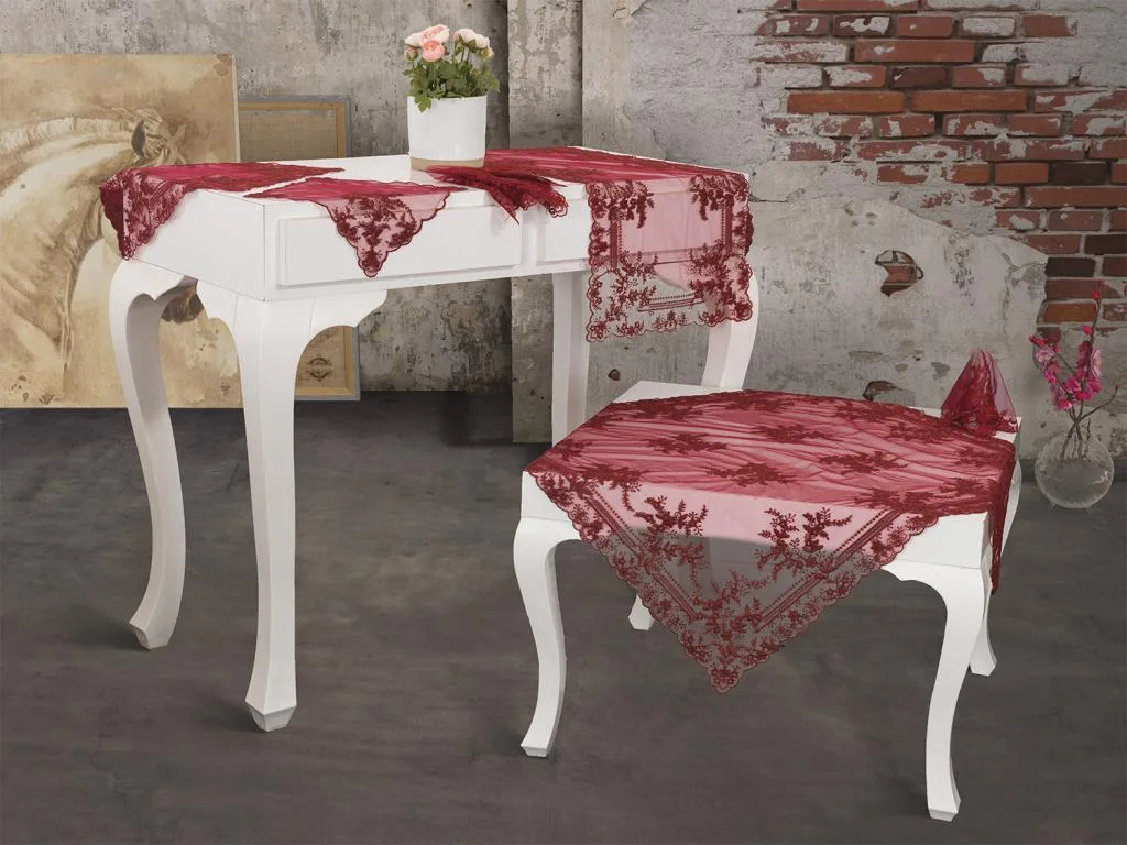 Fransız Mary Salon Takımı 16 Parça – Bordo