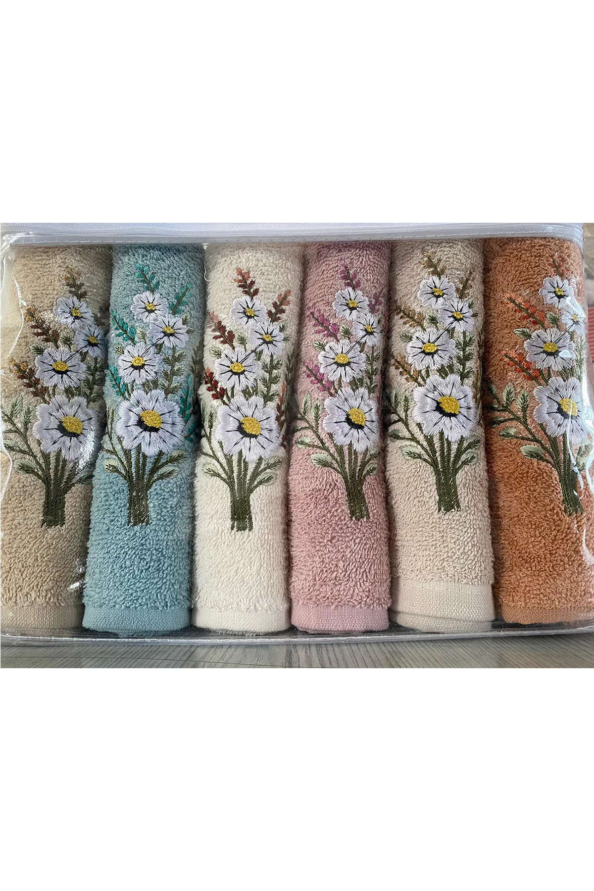 Daisy Flosh Nakışlı 6'lı El Yüz Havlu Takımı