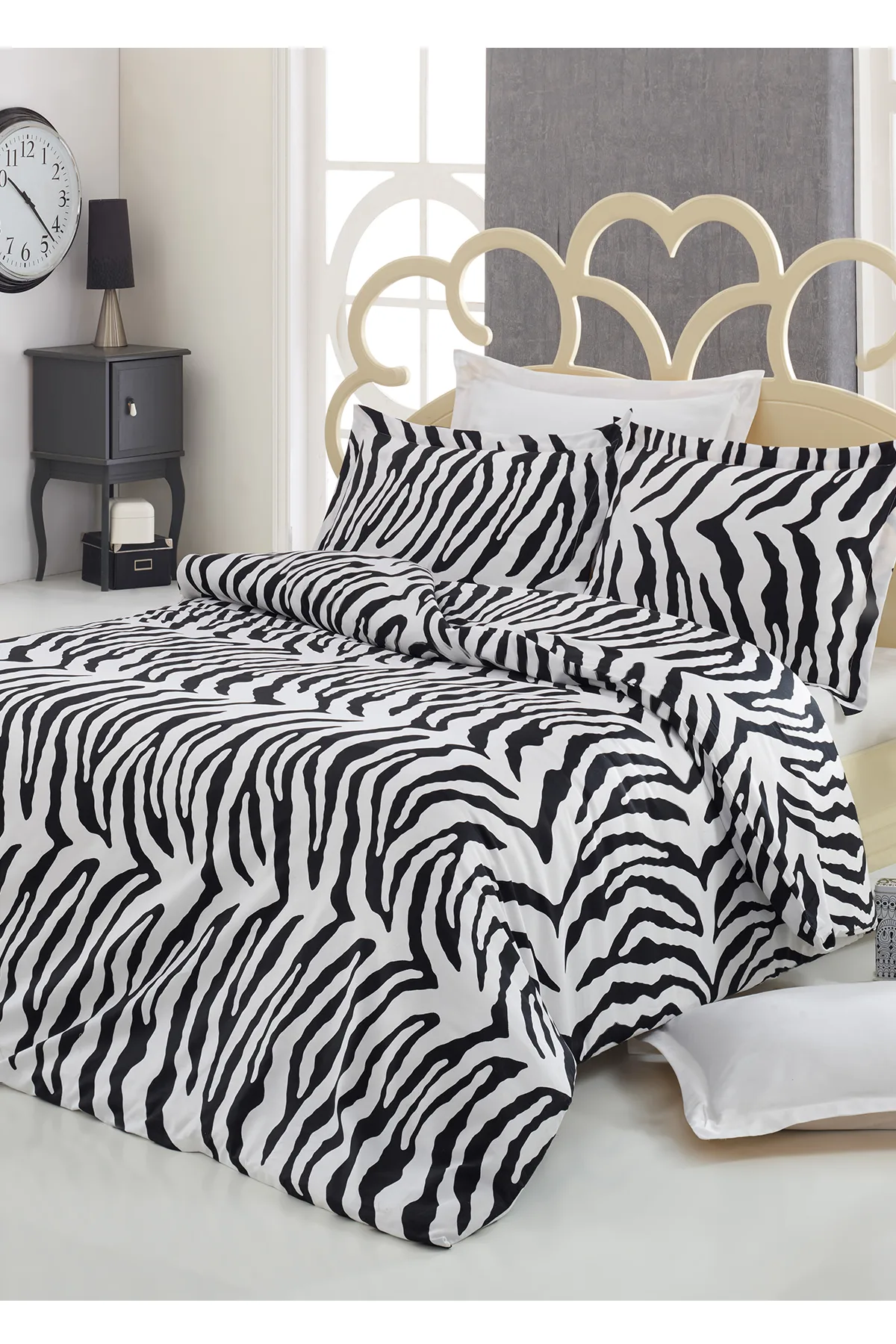 Çeyiz Diyarı Zebra Pamuk Saten Çift Kişilik Nevresim Takımı