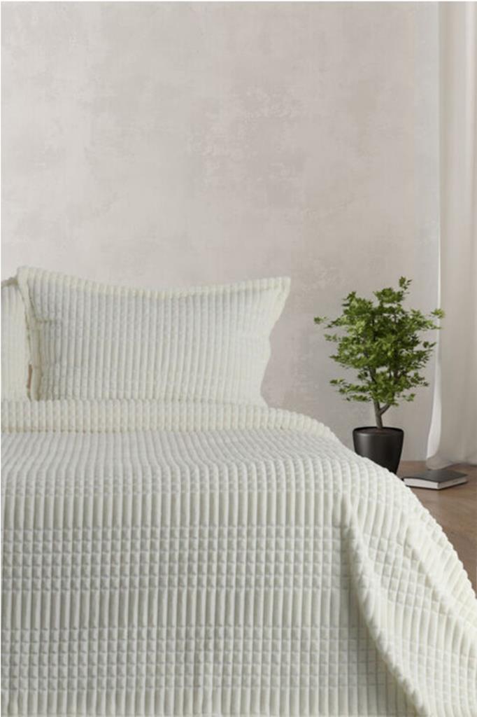 Merinos Modern Line Tek Kişilik Battaniye Seti Krem