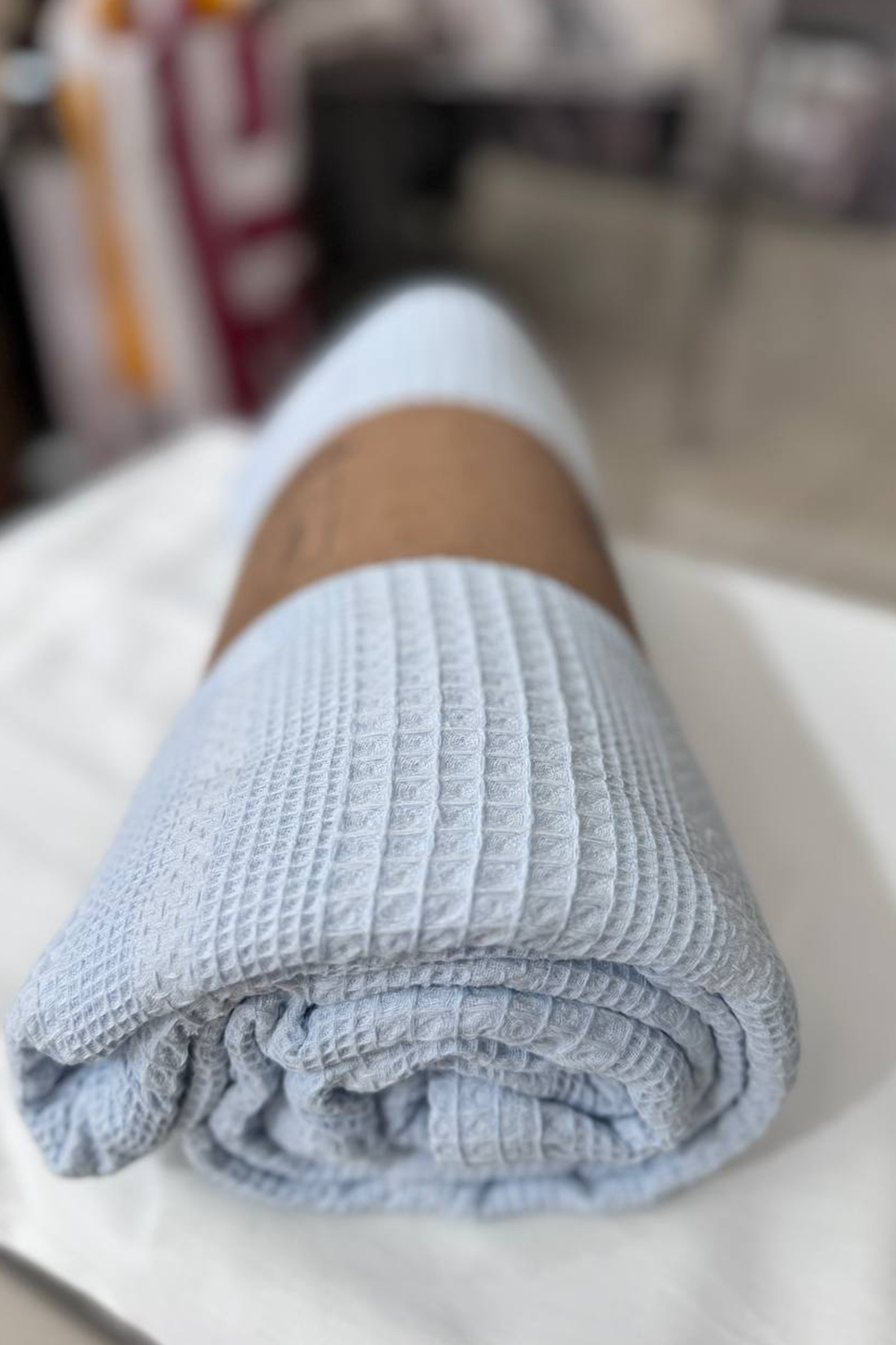 Çeyiz Diyarı Çift Kişilik Yazlık Pamuklu Tek Pike Mavi