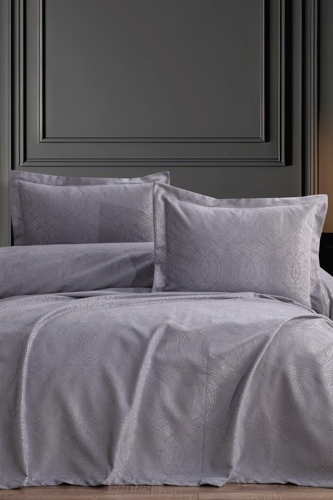 Aren 3 Parça Çift Kişilik Pike Takımı 240x260 Gri