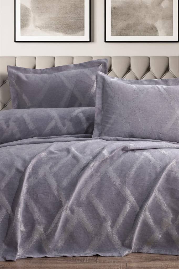 Nisan 3 Parça Çift Kişilik Pike Takımı 240x260 Gri