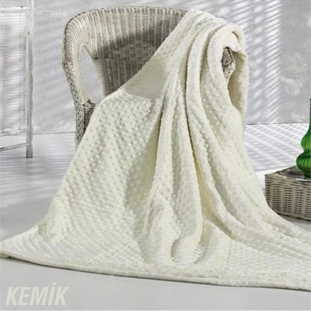Pearl Tomurcuk Çift Kişilik Battaniye Krem