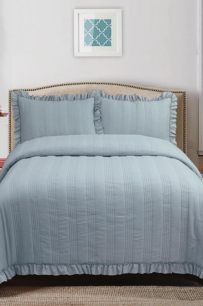 Hülya Elyaf Dolgulu Çift Kişilik 240x260 Cm Yatak Örtüsü Antrasit