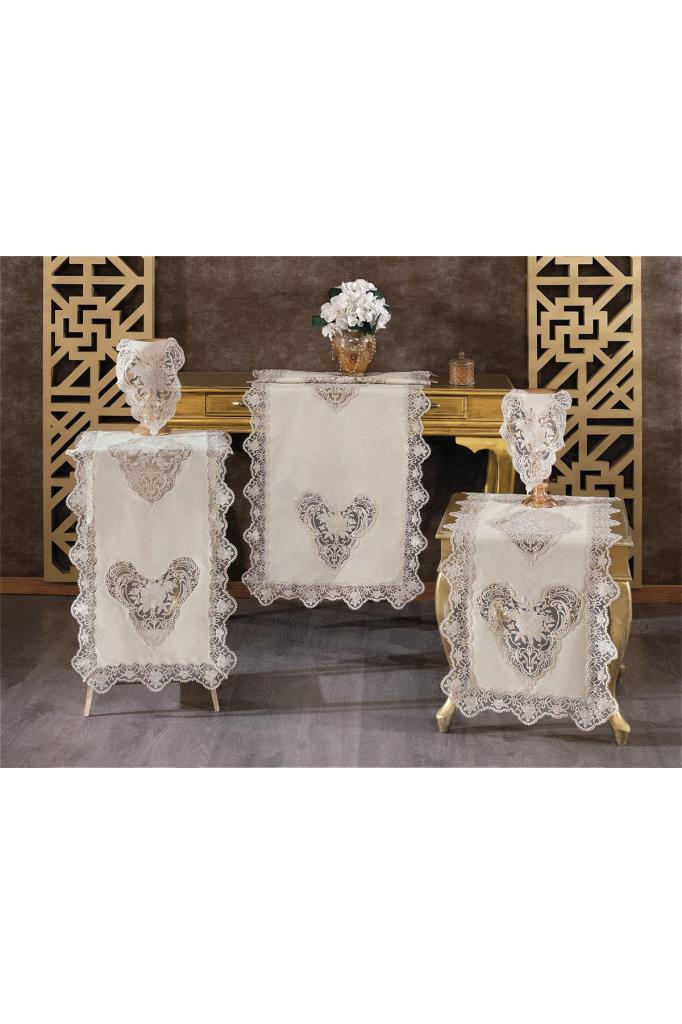 Katre Keten 5 Parça Salon Takımı Cappucino