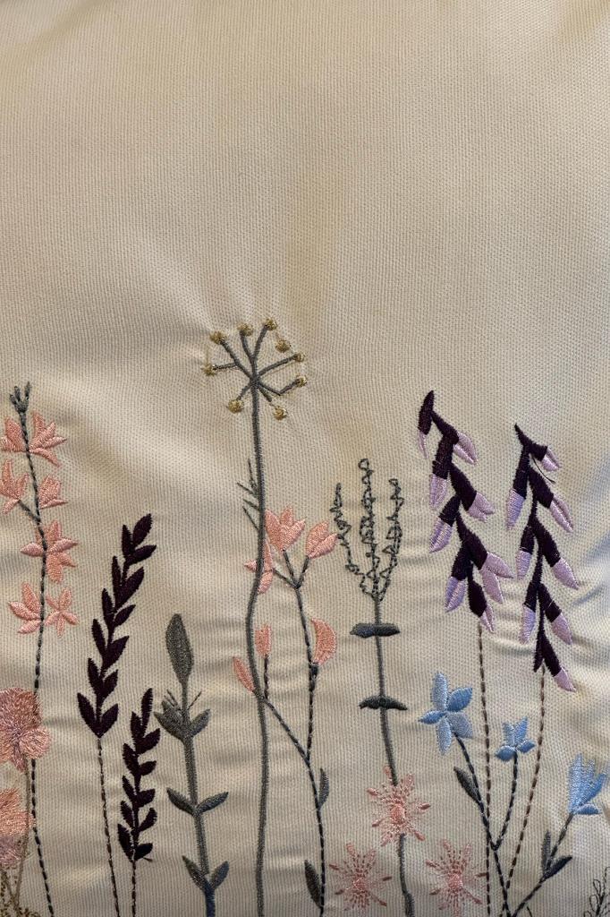 Ayben Lüx Nakışlı Keten Kırlent Kılıfı 45x45 cm