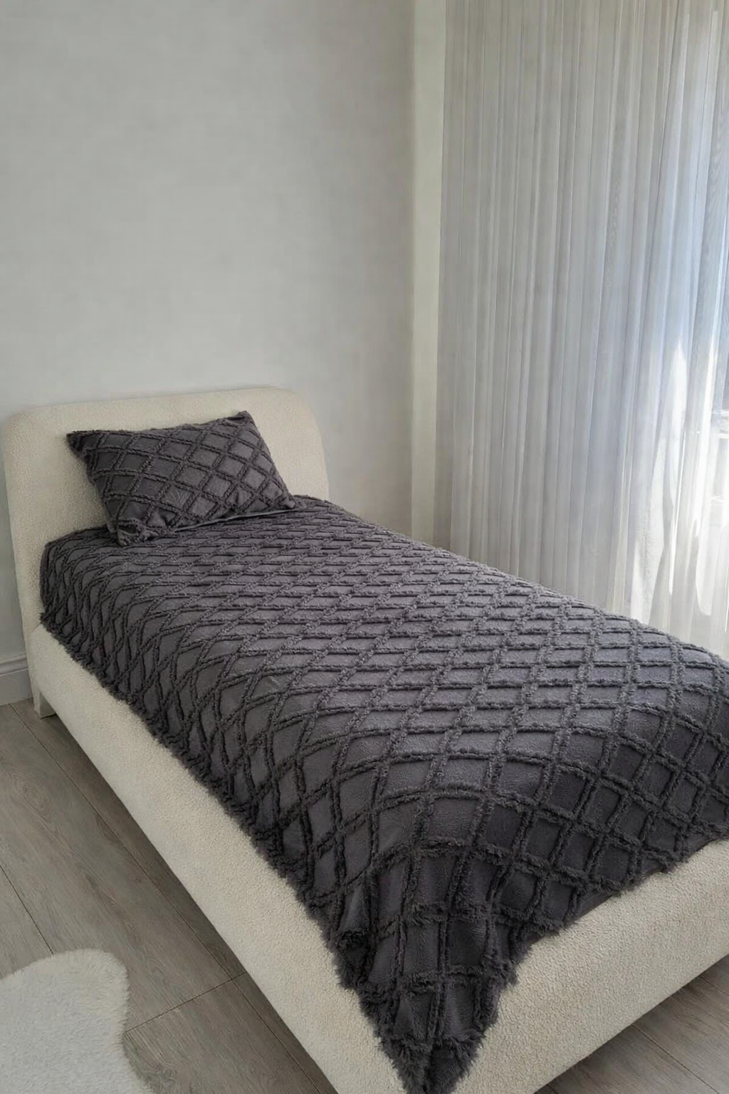 Çeyiz Diyarı Vesya 2 Parça Tek Kişilik Pike Takımı Antrasit