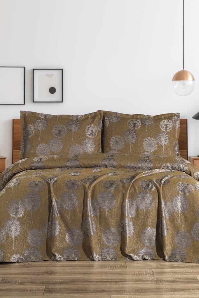 Ares 3 Parça Çift Kişilik Pike Takımı 230x250 Kahve