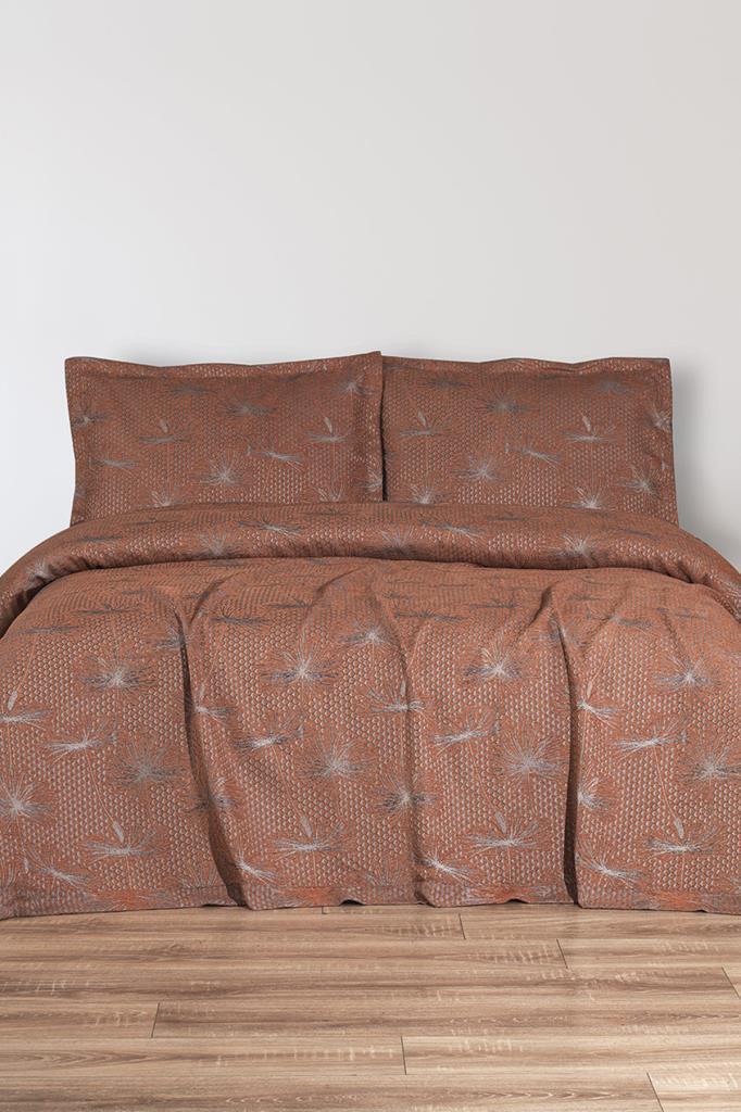 Hermes 3 Parça Çift Kişilik Pike Takımı 230x250 Turuncu