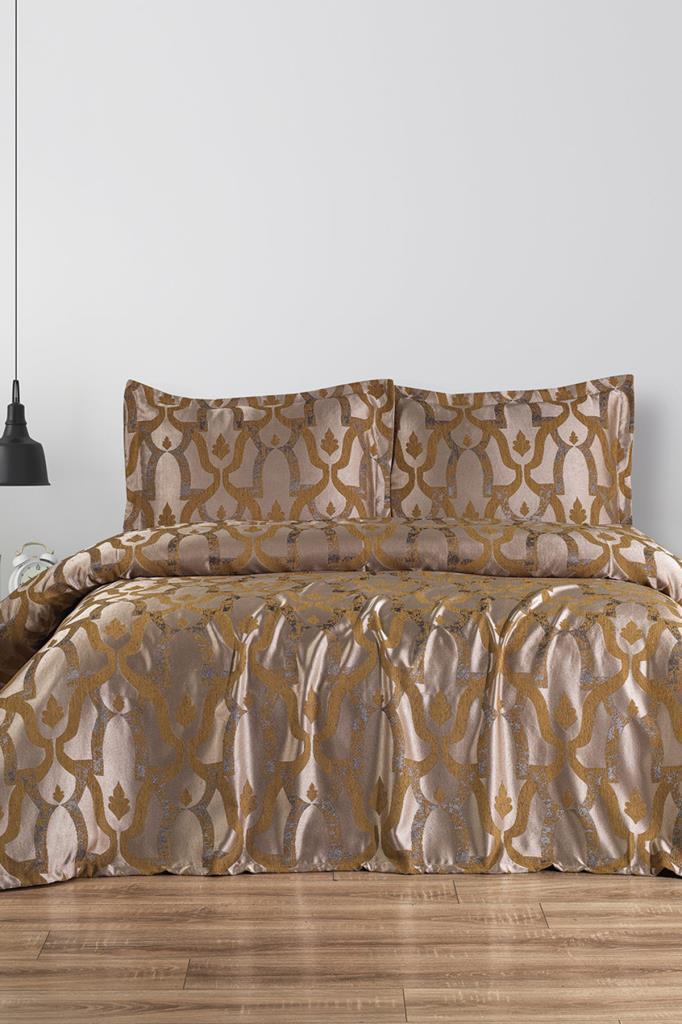 Kybele 3 Parça Çift Kişilik Pike Takımı 230x250 Cappucino