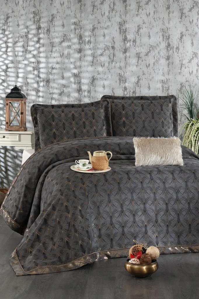 Podyum Şönil Çift Kişilik Yatak Örtüsü 260x260 cm – Antrasit