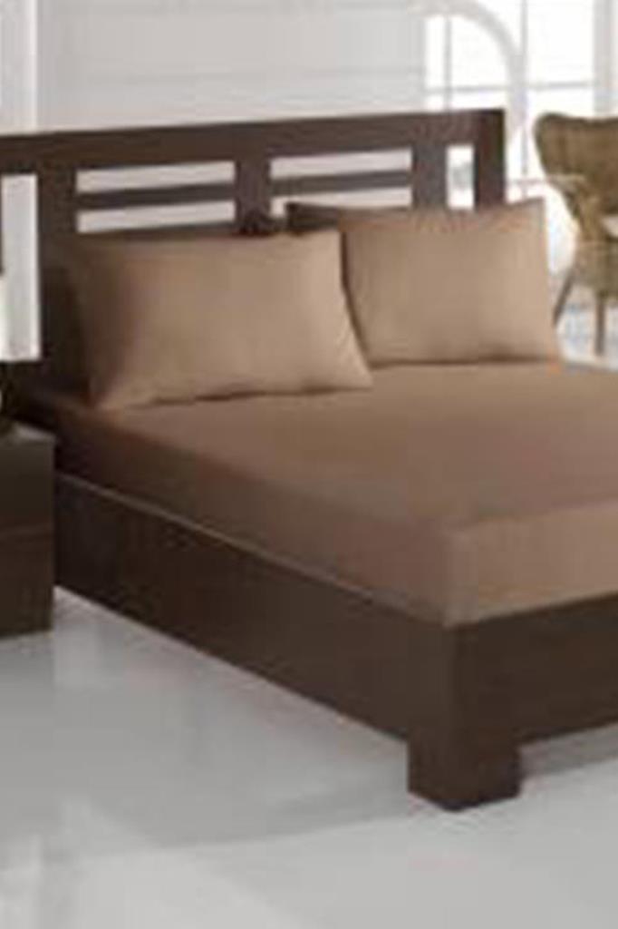 Penye Çift Kişilik 180x200 cm Lastikli Çarşaf Cappucino