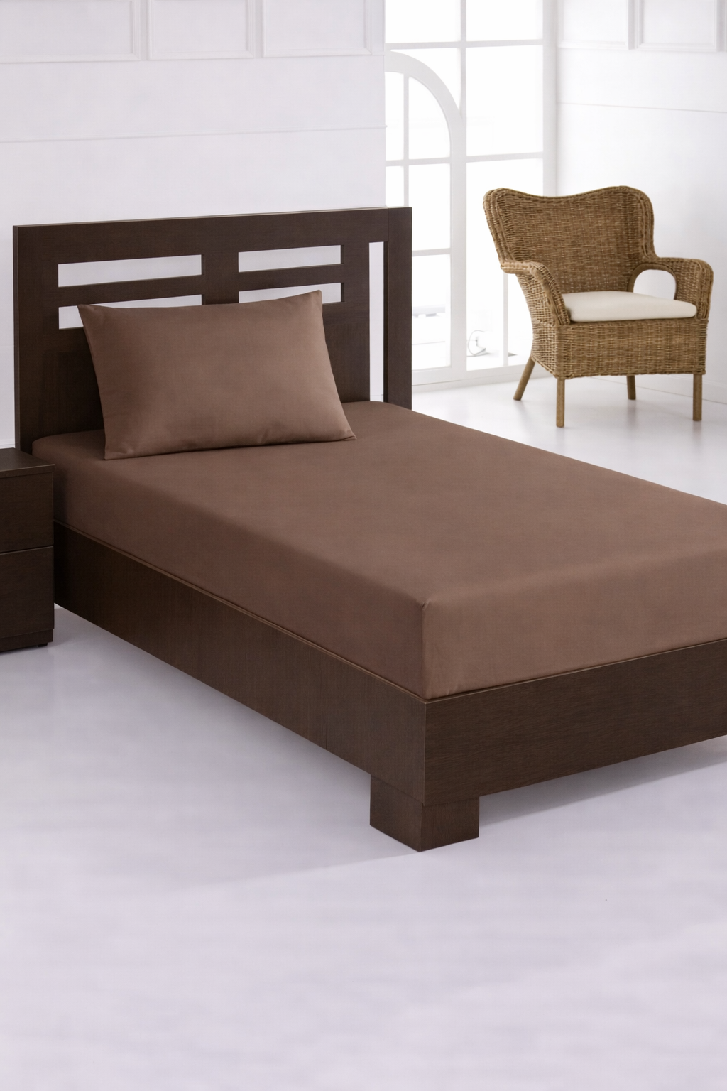 Penye Tek Kişilik 120x200 cm Lastikli Çarşaf Cappucino