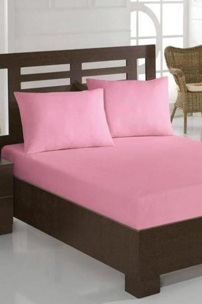Penye Çift Kişilik 180x200 cm Lastikli Çarşaf Pembe