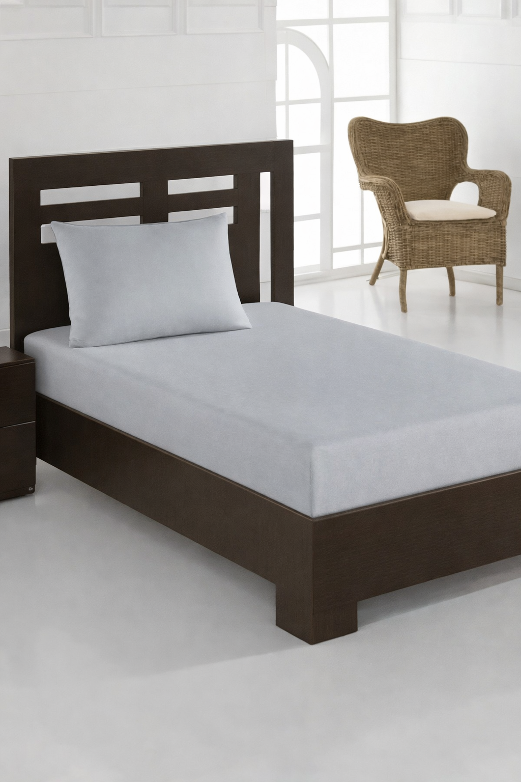 Penye Tek Kişilik 120x200 cm Lastikli Çarşaf Açık Gri