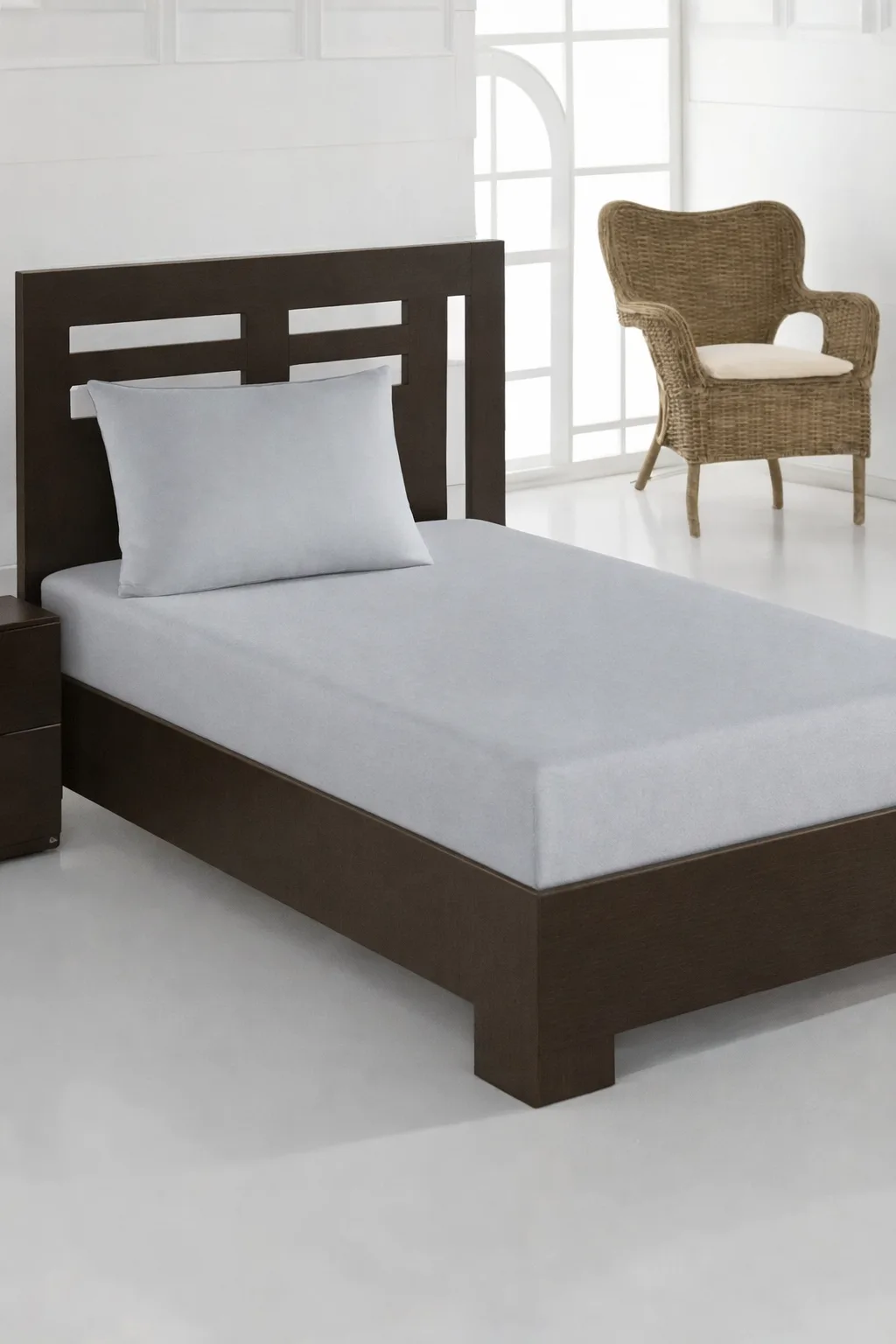 Penye Tek Kişilik 120x200 cm Lastikli Çarşaf – Açık Gri