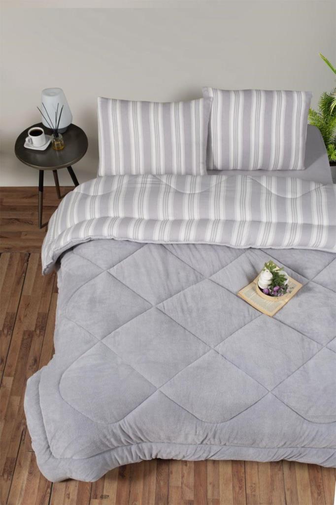 Kristal Soft Relax Uyku Seti Çift Kişilik Gri