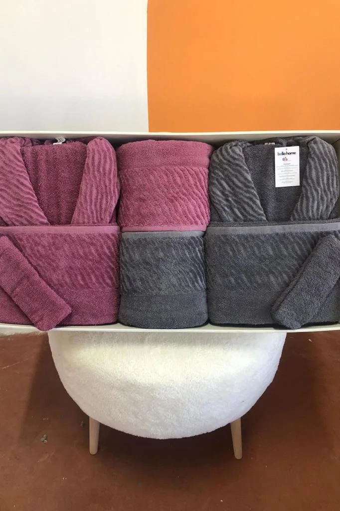 Zebra 8 Parça Aile Bornoz Takımı – Mürdüm - Antrasit