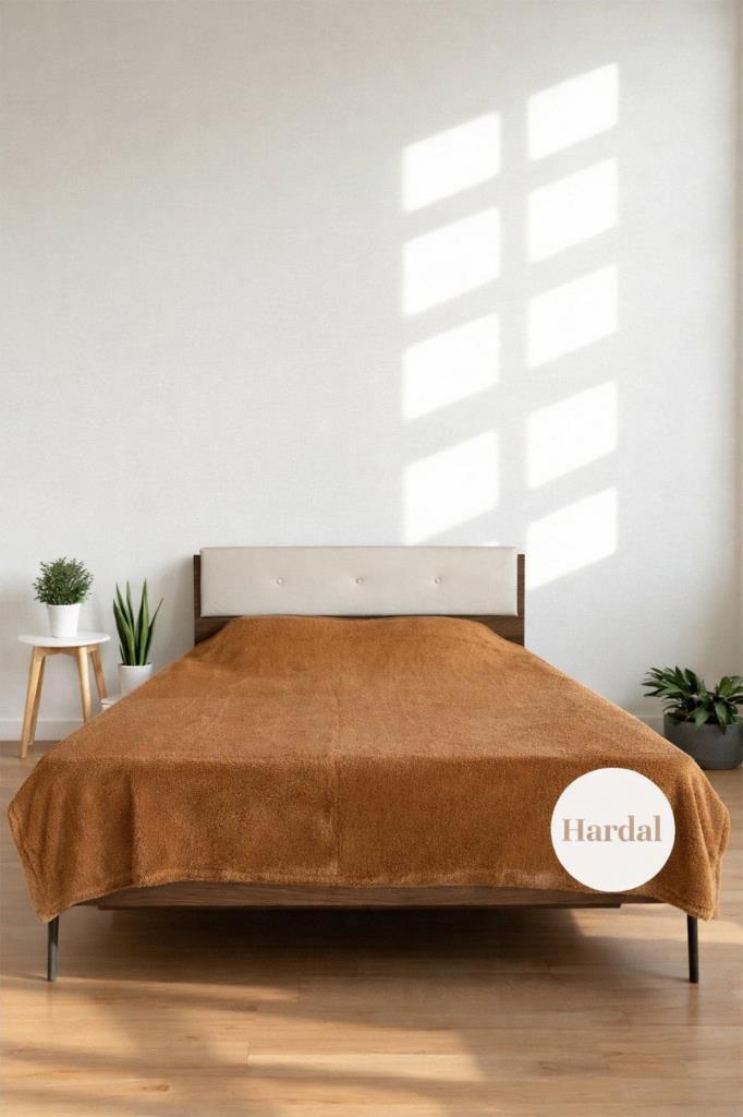 Welsoft Çift Kişilik Battaniye 200x220 cm Hardal