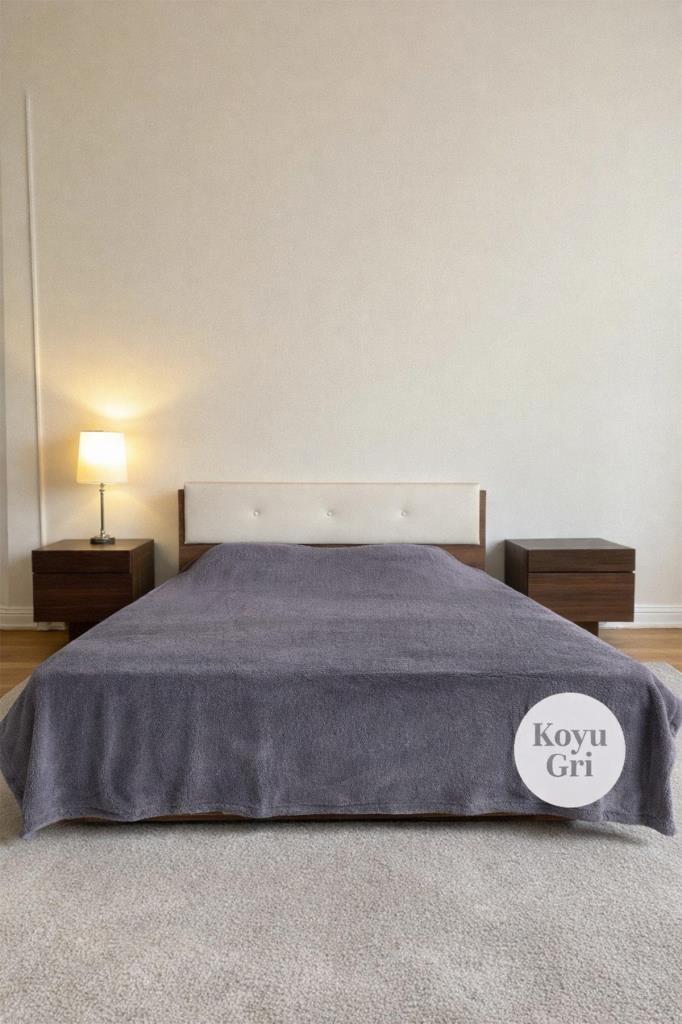Welsoft Çift Kişilik Battaniye 200x220 cm Koyu Gri