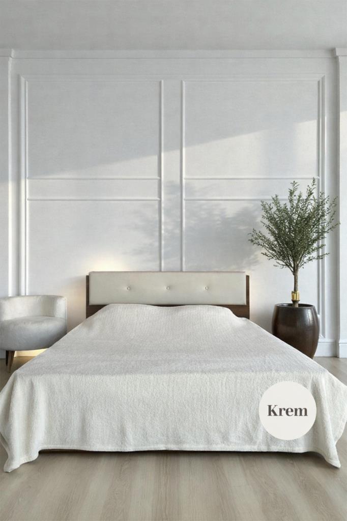 Welsoft Çift Kişilik Battaniye 200x220 cm Krem