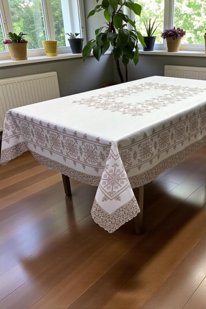 Asude Dertsiz Masa Örtüsü 120x150 cm Kahve