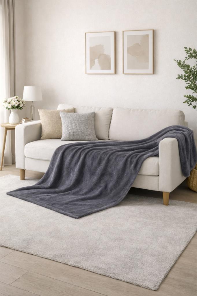 Wella Soft 130x170 cm TV Battaniyesi Koyu Gri