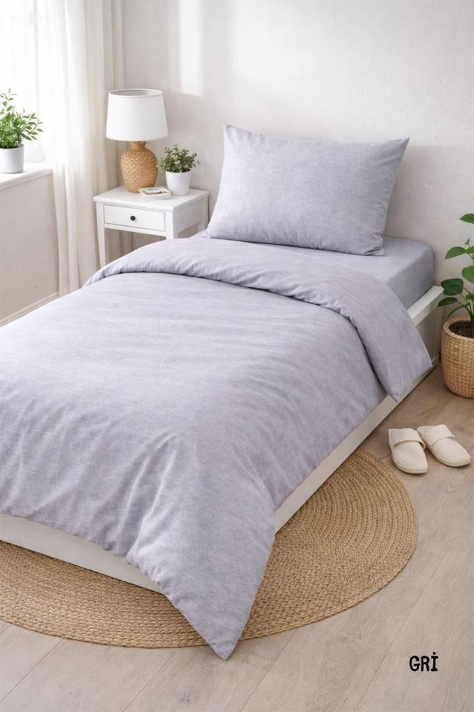 Colours Soft Tek Kişilik Nevresim Takımı Gri