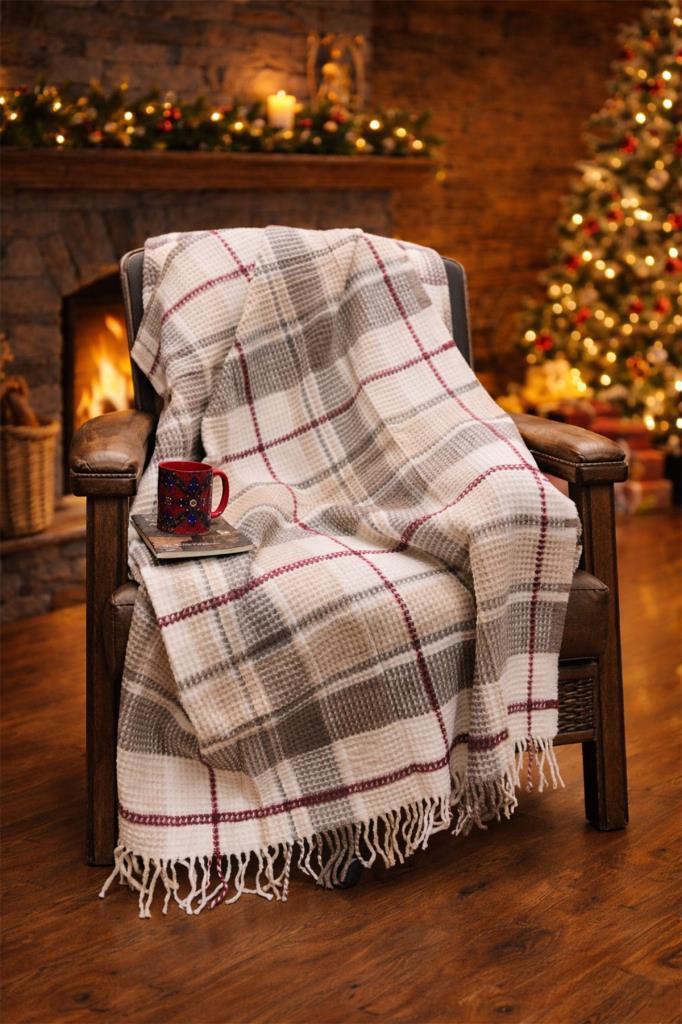 Dinarsu Cozy Life İnka Pamuklu Tv Battaniye 130x170 cm Bordo