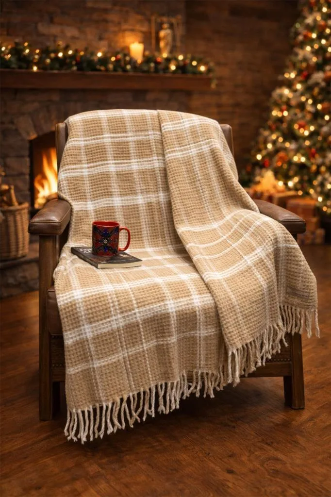 Dinarsu Cozy Life Deve Pamuklu TV Battaniye 130x170 cm