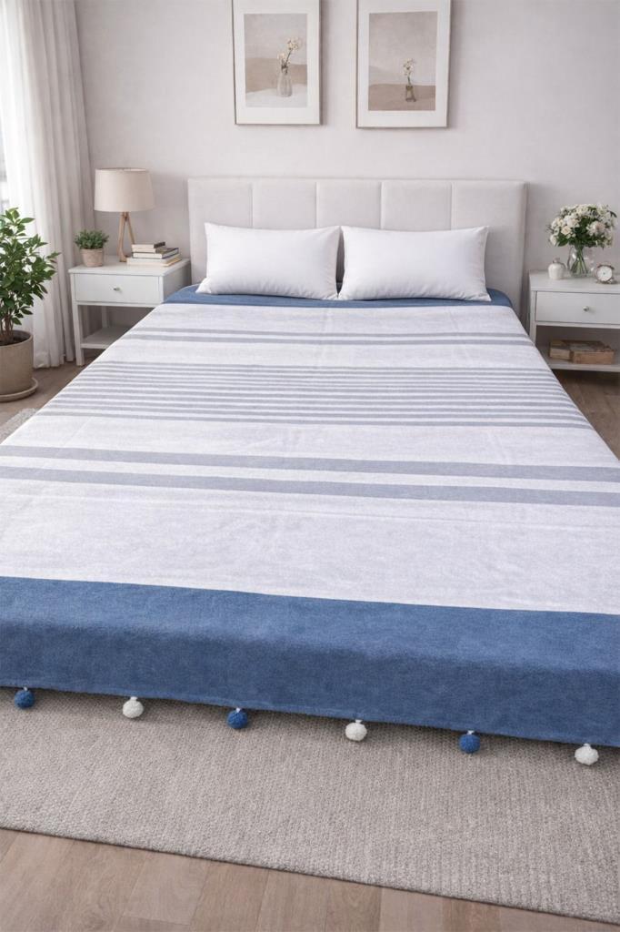 Merinos Colorway Glau Çift Kişilik Pamuklu Battaniye 180x220 cm