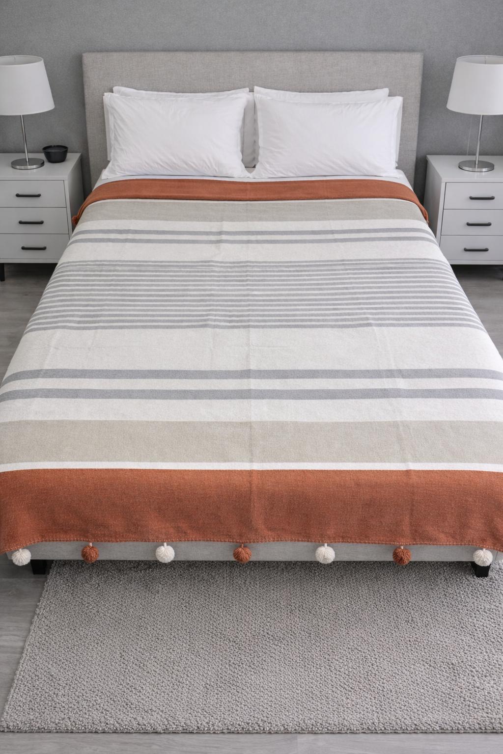 Merinos Colorway Nougat Çift Kişilik Pamuklu Battaniye 180x220 cm