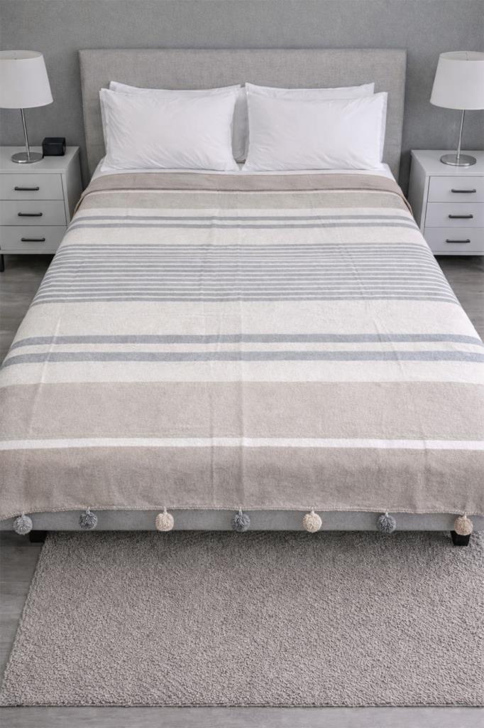 Merinos Colorway Sephia Çift Kişilik Pamuklu Battaniye 180x220 cm