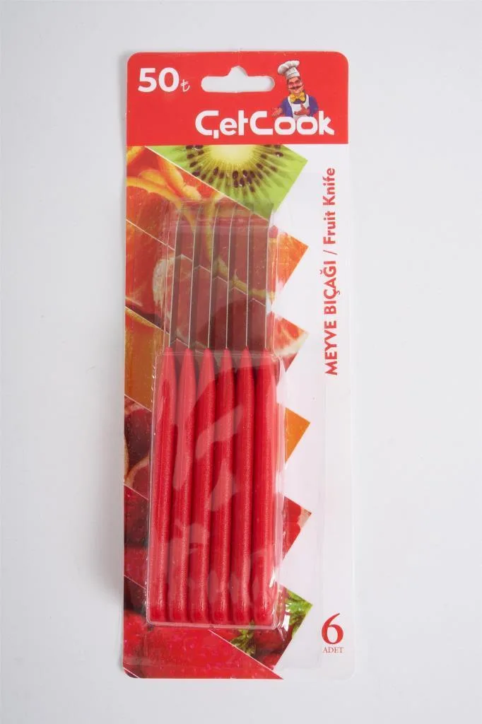 ÇETCOOK 6'lı Meyve Bıçağı – Kırmızı
