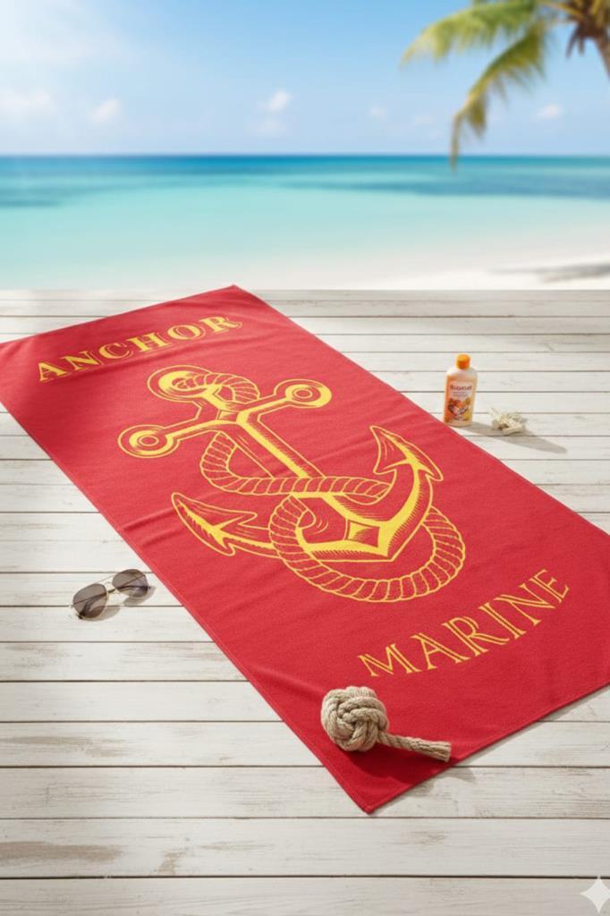 Marine %100 Pamuk 75x150 cm Plaj Havlusu Kırmızı